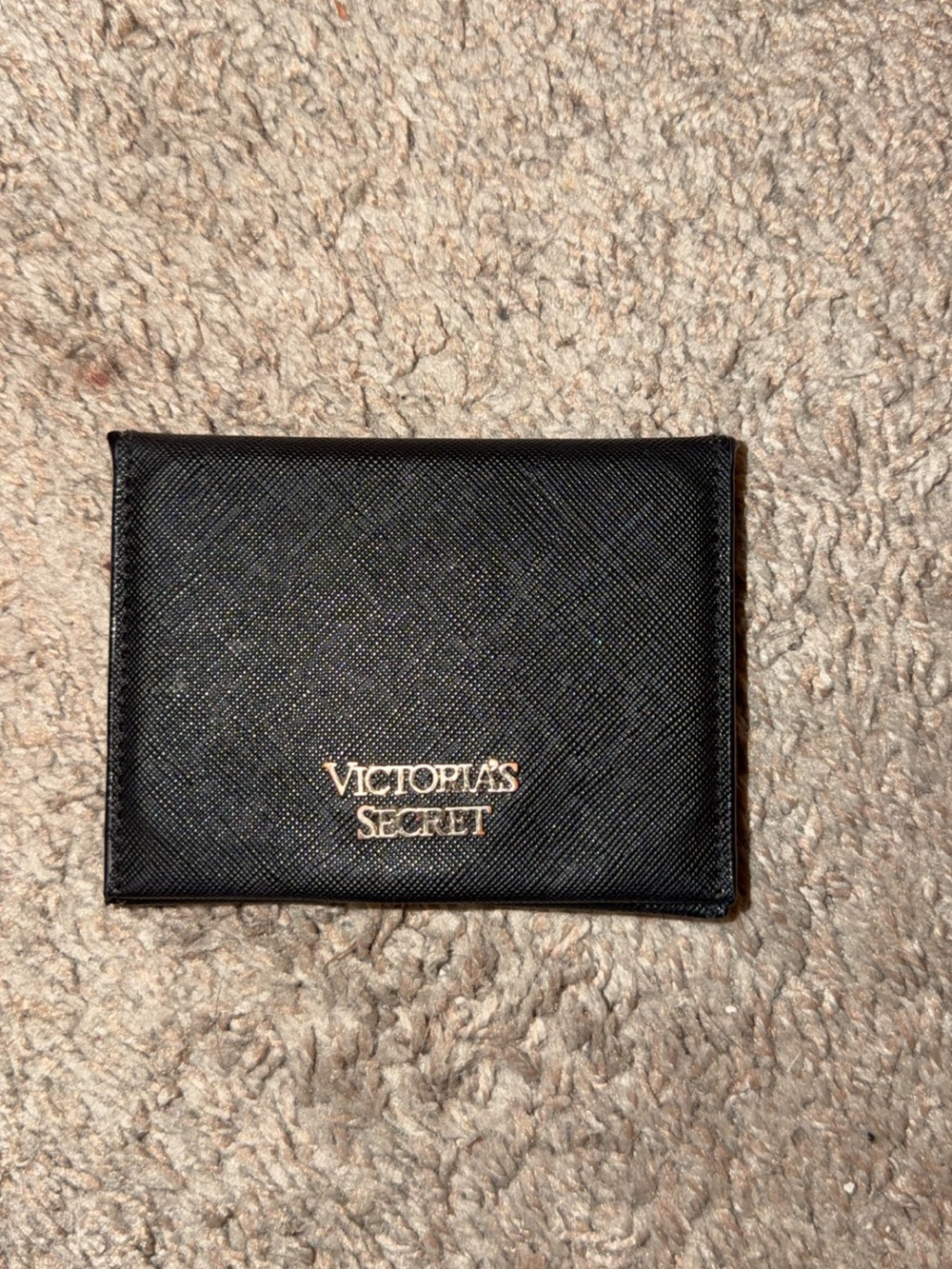 Victoria's Secret Black Card Wallet with Gold Logo